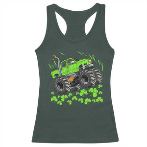 Boys St Patricks Day Lucky Monster Truck Racerback Tank Top TS10 Dark Forest Green Print Your Wear