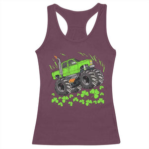 Boys St Patricks Day Lucky Monster Truck Racerback Tank Top TS10 Maroon Print Your Wear