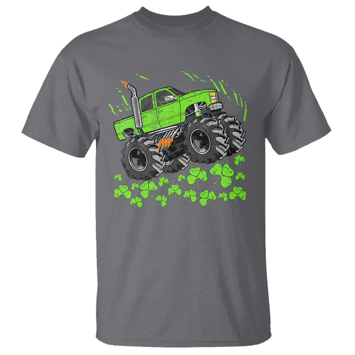 Boys St Patricks Day Lucky Monster Truck T Shirt TS10 Charcoal Print Your Wear