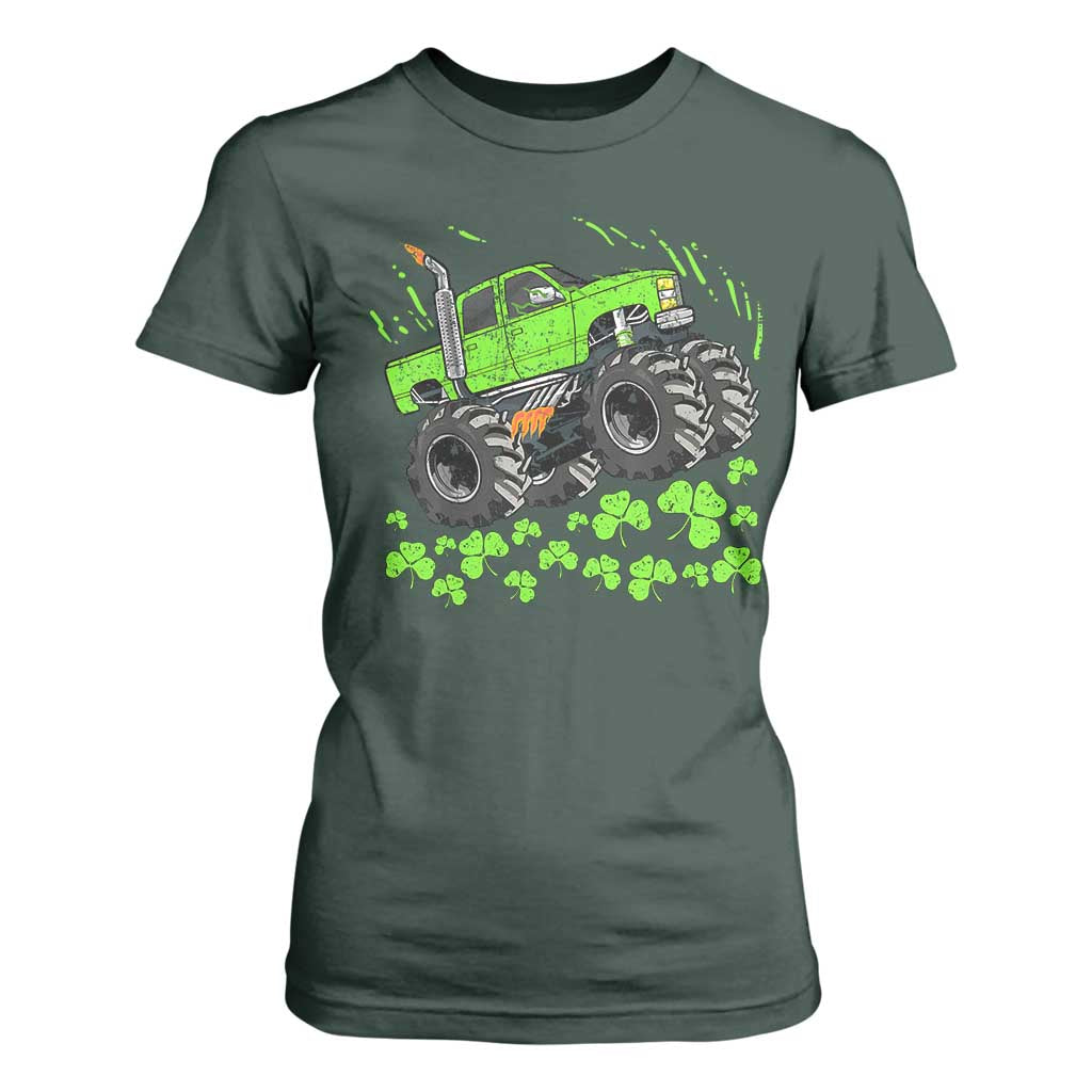 Boys St Patricks Day Lucky Monster Truck T Shirt For Women TS10 Dark Forest Green Print Your Wear
