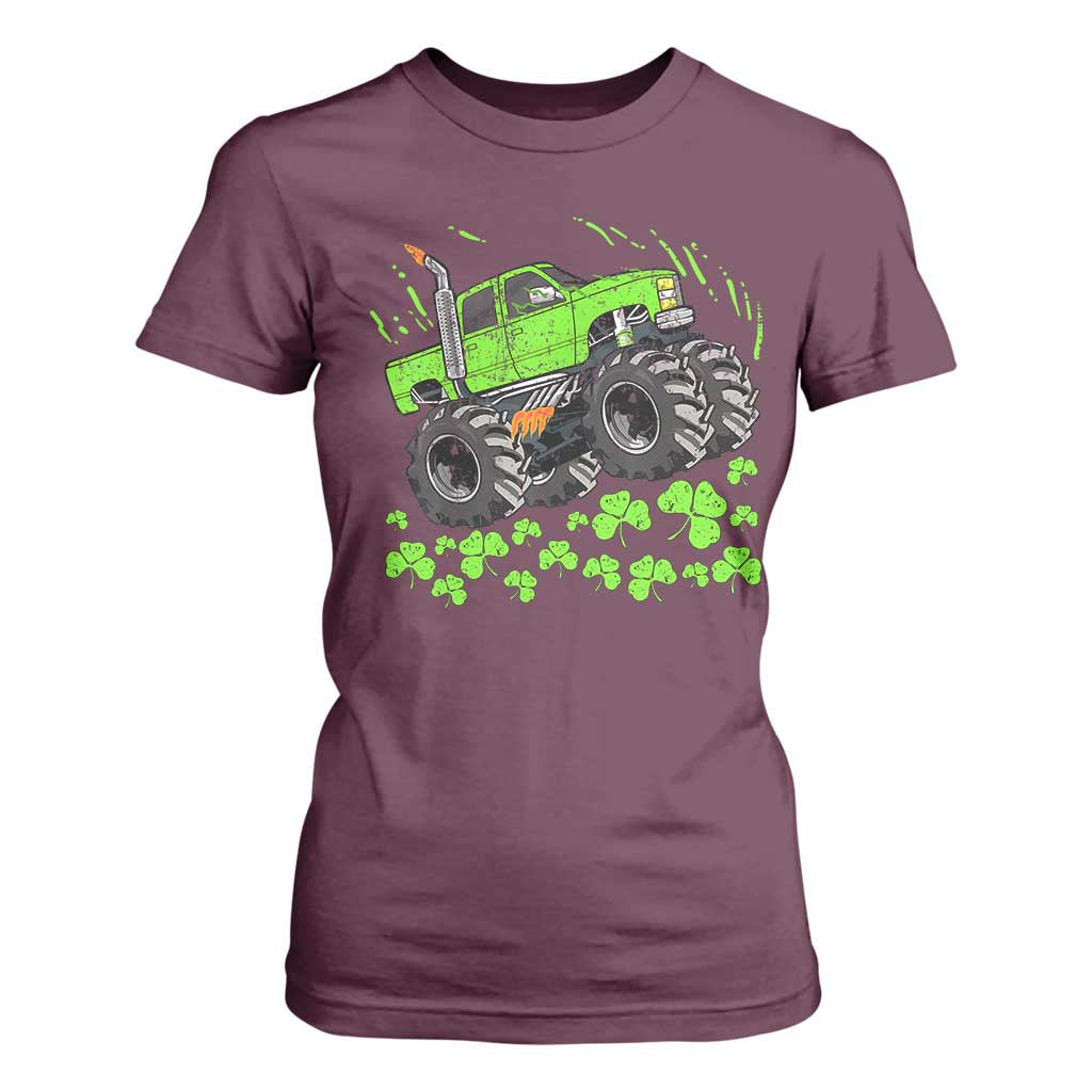 Boys St Patricks Day Lucky Monster Truck T Shirt For Women TS10 Maroon Print Your Wear