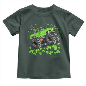 Boys St Patricks Day Lucky Monster Truck Toddler T Shirt TS10 Dark Forest Green Print Your Wear