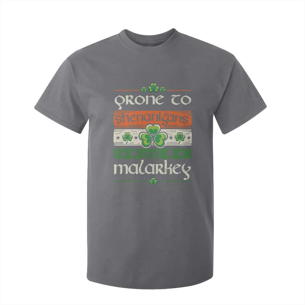 St. Patrick's Day Prone to Shenanigans and Malarkey T Shirt For Kid Funny St Patrick's Day Lucky Shamrock Irish TS10 Charcoal Print Your Wear