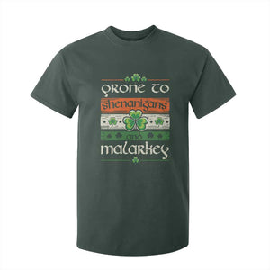 St. Patrick's Day Prone to Shenanigans and Malarkey T Shirt For Kid Funny St Patrick's Day Lucky Shamrock Irish TS10 Dark Forest Green Print Your Wear