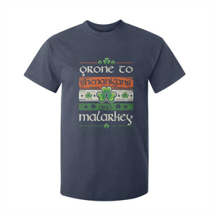 St. Patrick's Day Prone to Shenanigans and Malarkey T Shirt For Kid Funny St Patrick's Day Lucky Shamrock Irish TS10 Navy Print Your Wear