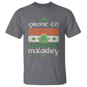 St. Patrick's Day Prone to Shenanigans and Malarkey T Shirt Funny St Patrick's Day Lucky Shamrock Irish TS10 Charcoal Print Your Wear
