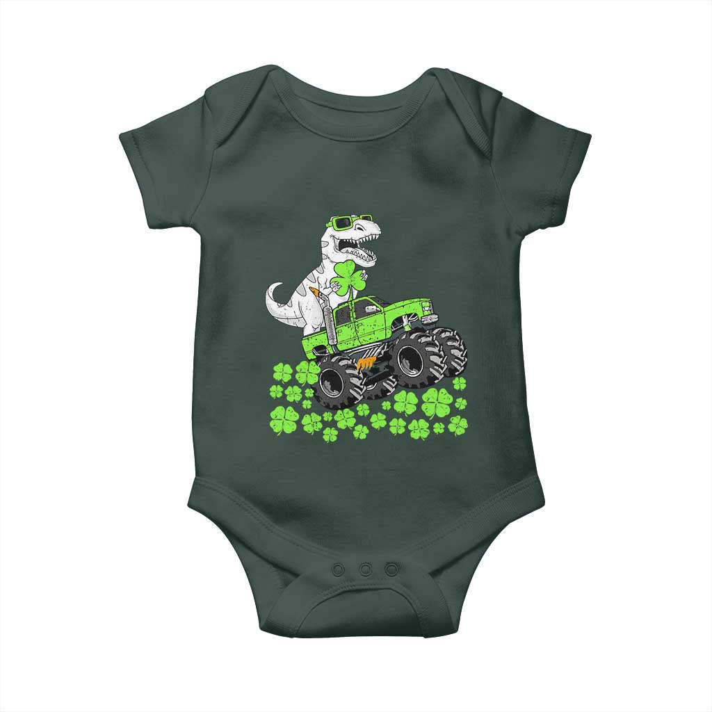 Lucky St Patricks Day Toddler Boys Baby Onesie T Rex Dino Riding Monster Truck Shamrock TS10 Print Your Wear