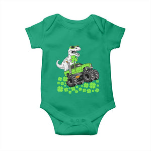Lucky St Patricks Day Toddler Boys Baby Onesie T Rex Dino Riding Monster Truck Shamrock TS10 Irish Green Print Your Wear