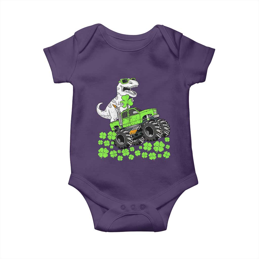 Lucky St Patricks Day Toddler Boys Baby Onesie T Rex Dino Riding Monster Truck Shamrock TS10 Purple Print Your Wear