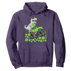 Lucky St Patricks Day Toddler Boys Hoodie T Rex Dino Riding Monster Truck Shamrock TS10 Purple Print Your Wear