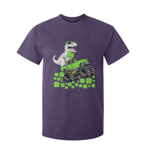 Lucky St Patricks Day Toddler Boys T Shirt For Kid T Rex Dino Riding Monster Truck Shamrock TS10 Purple Print Your Wear