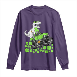 Lucky St Patricks Day Toddler Boys Long Sleeve Shirt T Rex Dino Riding Monster Truck Shamrock TS10 Purple Print Your Wear