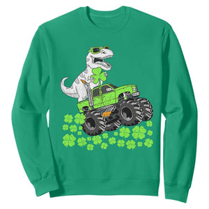 Lucky St Patricks Day Toddler Boys Sweatshirt T Rex Dino Riding Monster Truck Shamrock TS10 Irish Green Print Your Wear