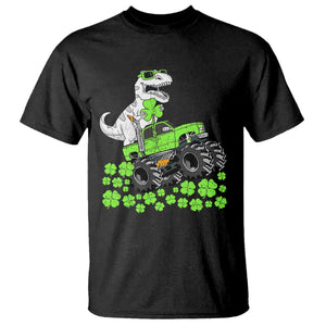 Lucky St Patricks Day Toddler Boys T Shirt T Rex Dino Riding Monster Truck Shamrock TS10 Black Print Your Wear