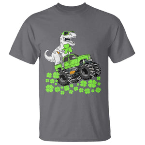 Lucky St Patricks Day Toddler Boys T Shirt T Rex Dino Riding Monster Truck Shamrock TS10 Charcoal Print Your Wear