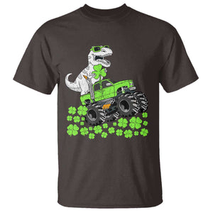Lucky St Patricks Day Toddler Boys T Shirt T Rex Dino Riding Monster Truck Shamrock TS10 Dark Chocolate Print Your Wear