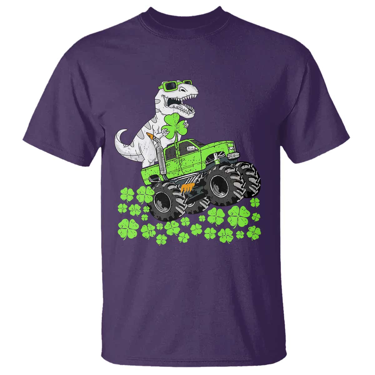 Lucky St Patricks Day Toddler Boys T Shirt T Rex Dino Riding Monster Truck Shamrock TS10 Purple Print Your Wear