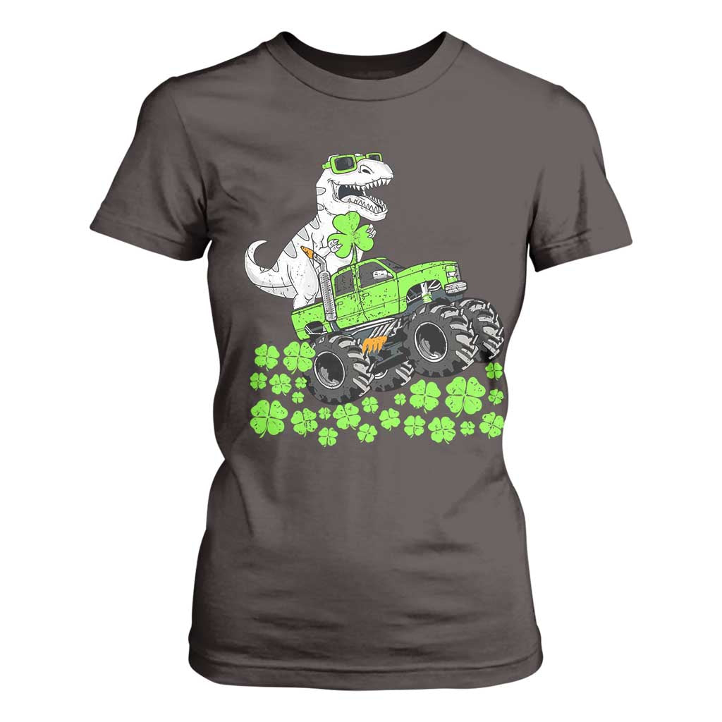 Lucky St Patricks Day Toddler Boys T Shirt For Women T Rex Dino Riding Monster Truck Shamrock TS10 Dark Chocolate Print Your Wear