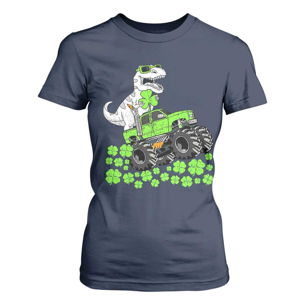 Lucky St Patricks Day Toddler Boys T Shirt For Women T Rex Dino Riding Monster Truck Shamrock TS10 Navy Print Your Wear