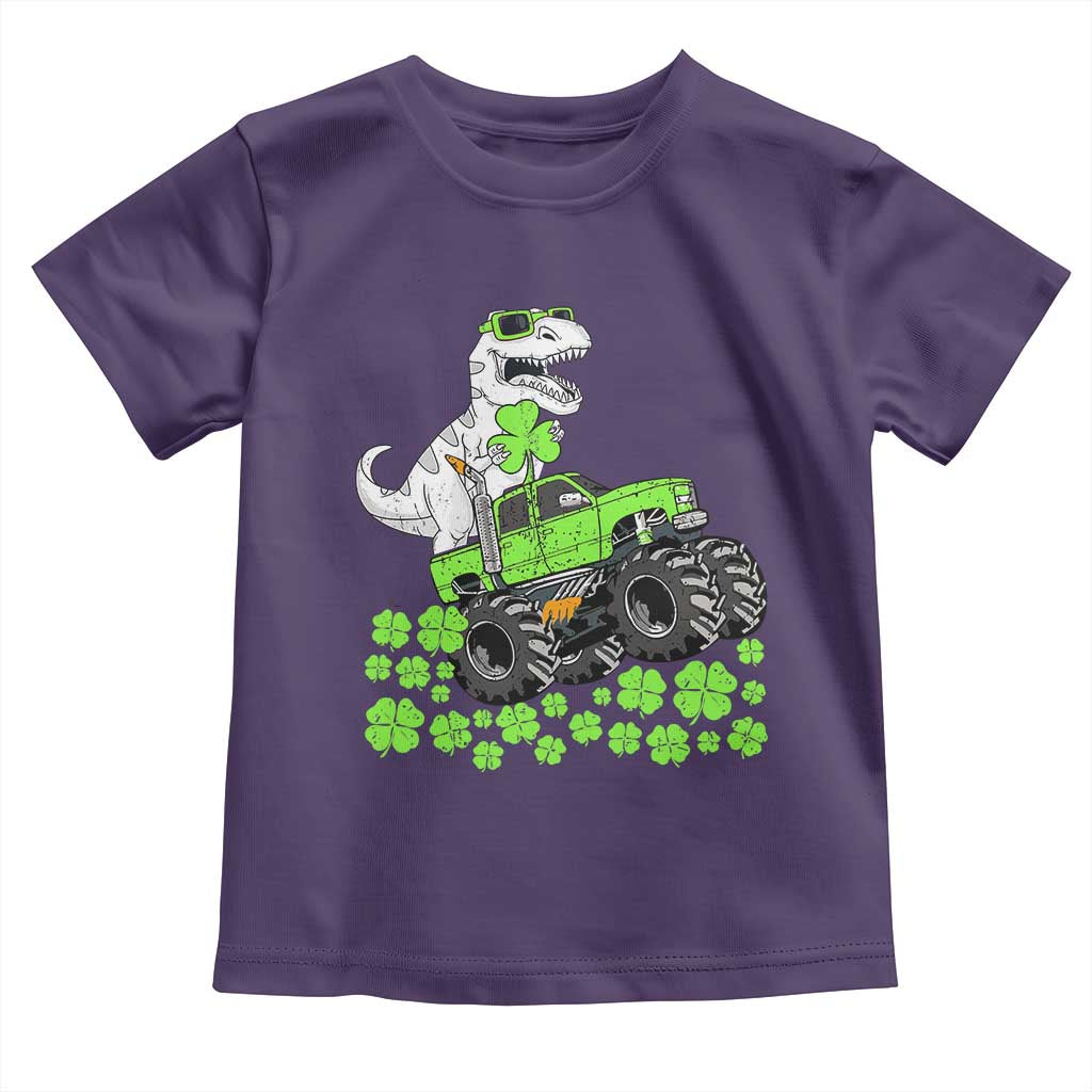 Lucky St Patricks Day Toddler Boys Toddler T Shirt T Rex Dino Riding Monster Truck Shamrock TS10 Purple Print Your Wear