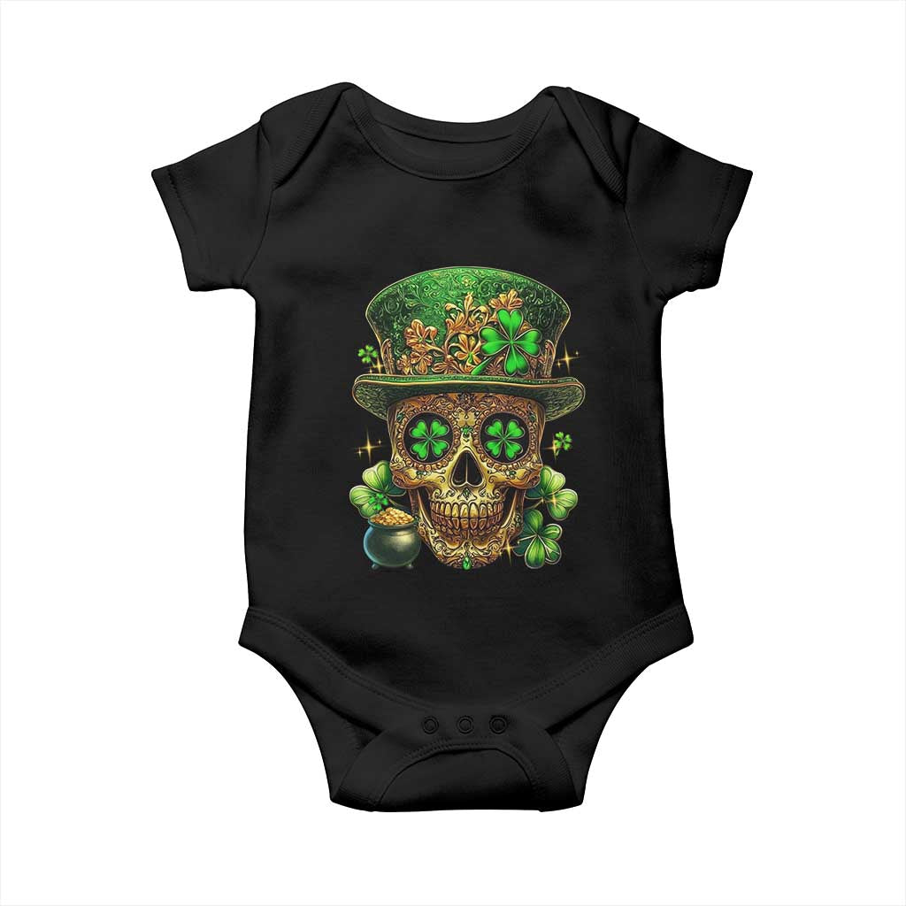 Sugar Skull St Patrick Day Baby Onesie De Los Muertos Lucky Shamrock TS10 Black Print Your Wear