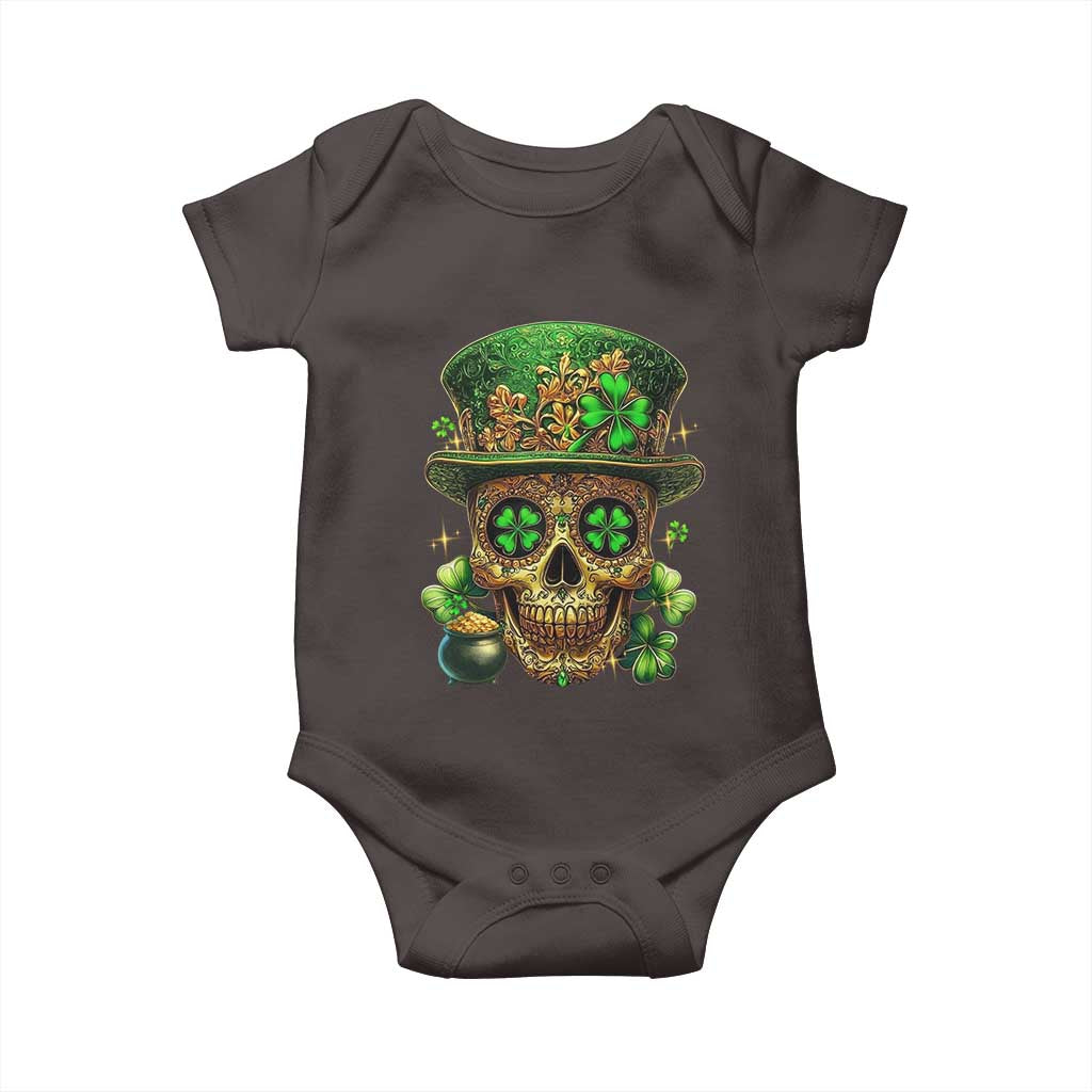 Sugar Skull St Patrick Day Baby Onesie De Los Muertos Lucky Shamrock TS10 Dark Chocolate Print Your Wear