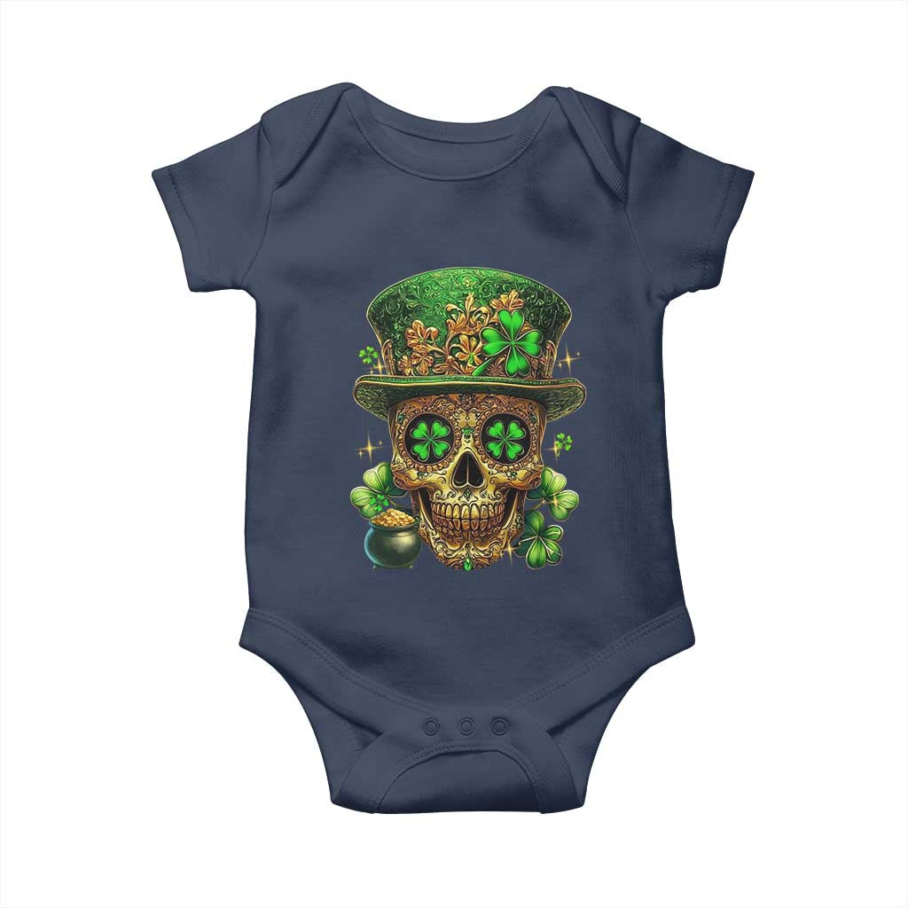 Sugar Skull St Patrick Day Baby Onesie De Los Muertos Lucky Shamrock TS10 Navy Print Your Wear