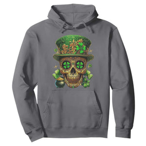 Sugar Skull St Patrick Day Hoodie De Los Muertos Lucky Shamrock TS10 Charcoal Print Your Wear
