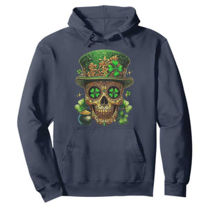 Sugar Skull St Patrick Day Hoodie De Los Muertos Lucky Shamrock TS10 Navy Print Your Wear