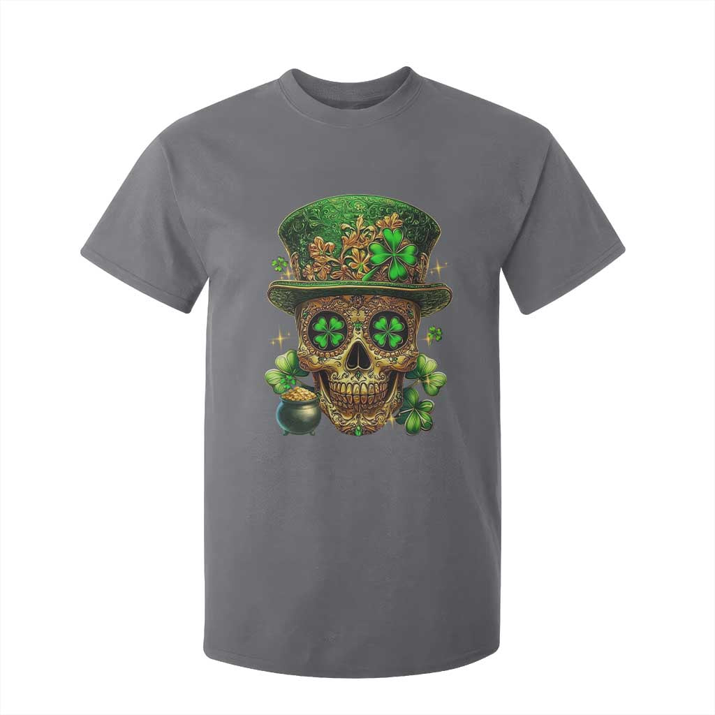 Sugar Skull St Patrick Day T Shirt For Kid De Los Muertos Lucky Shamrock TS10 Charcoal Print Your Wear