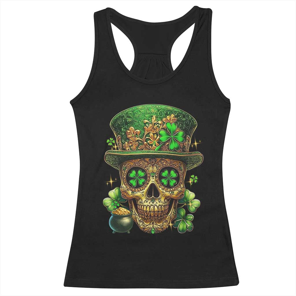 Sugar Skull St Patrick Day Racerback Tank Top De Los Muertos Lucky Shamrock TS10 Black Print Your Wear