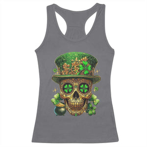 Sugar Skull St Patrick Day Racerback Tank Top De Los Muertos Lucky Shamrock TS10 Charcoal Print Your Wear