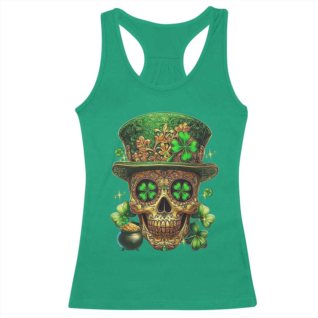 Sugar Skull St Patrick Day Racerback Tank Top De Los Muertos Lucky Shamrock TS10 Irish Green Print Your Wear