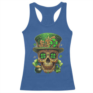 Sugar Skull St Patrick Day Racerback Tank Top De Los Muertos Lucky Shamrock TS10 Royal Blue Print Your Wear