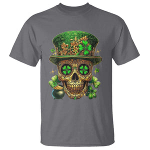 Sugar Skull St Patrick Day T Shirt De Los Muertos Lucky Shamrock TS10 Charcoal Print Your Wear