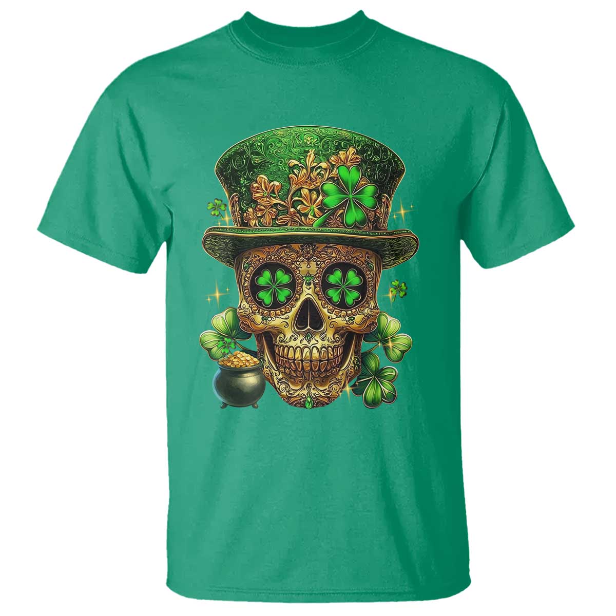 Sugar Skull St Patrick Day T Shirt De Los Muertos Lucky Shamrock TS10 Irish Green Print Your Wear