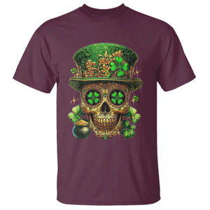 Sugar Skull St Patrick Day T Shirt De Los Muertos Lucky Shamrock TS10 Maroon Print Your Wear