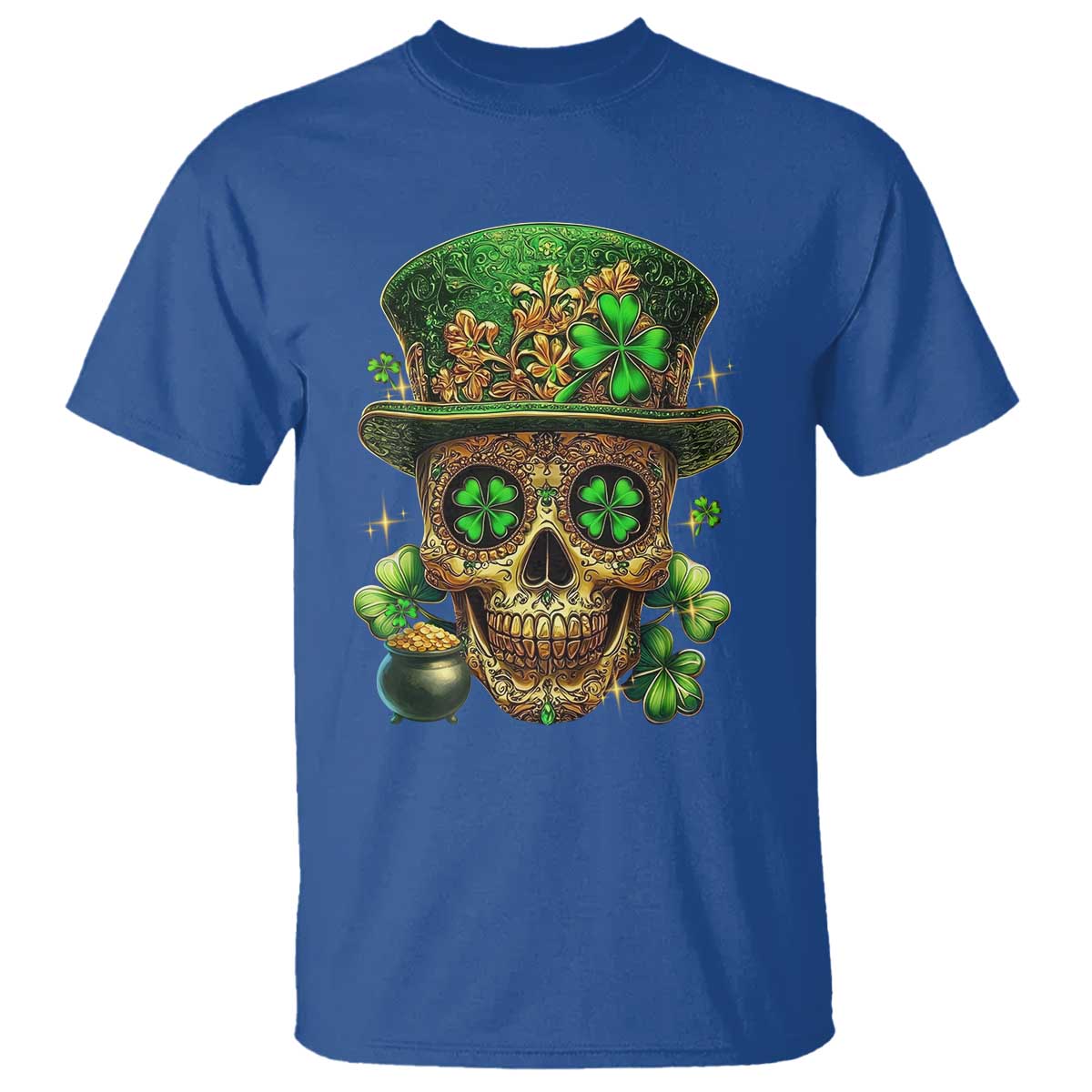 Sugar Skull St Patrick Day T Shirt De Los Muertos Lucky Shamrock TS10 Royal Blue Print Your Wear