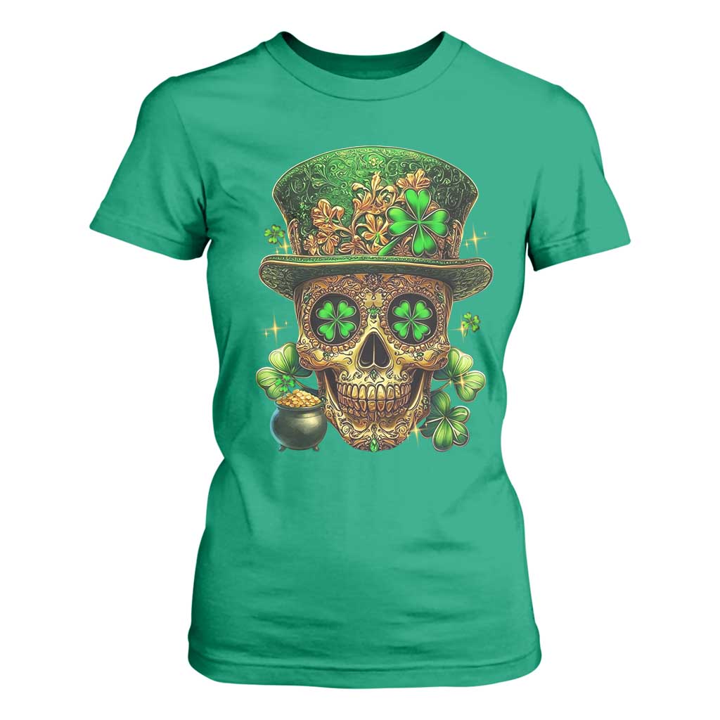 Sugar Skull St Patrick Day T Shirt For Women De Los Muertos Lucky Shamrock TS10 Irish Green Print Your Wear