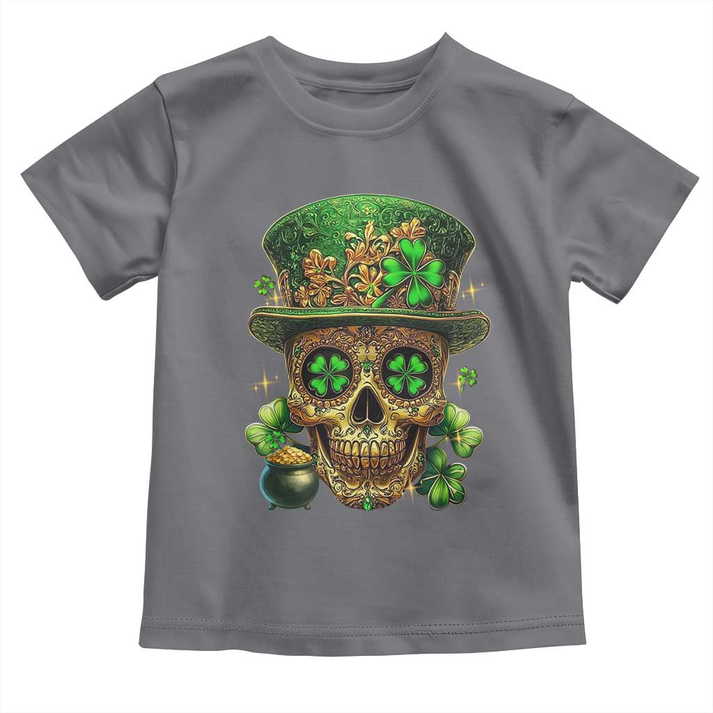 Sugar Skull St Patrick Day Toddler T Shirt De Los Muertos Lucky Shamrock TS10 Charcoal Print Your Wear