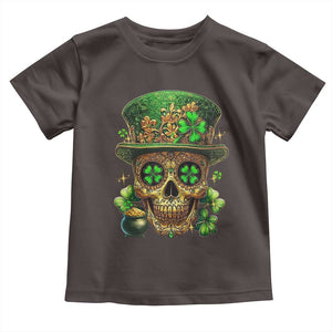 Sugar Skull St Patrick Day Toddler T Shirt De Los Muertos Lucky Shamrock TS10 Dark Chocolate Print Your Wear