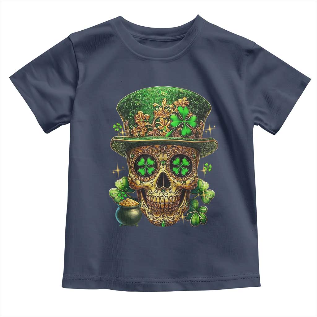 Sugar Skull St Patrick Day Toddler T Shirt De Los Muertos Lucky Shamrock TS10 Navy Print Your Wear