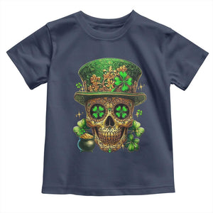 Sugar Skull St Patrick Day Toddler T Shirt De Los Muertos Lucky Shamrock TS10 Navy Print Your Wear