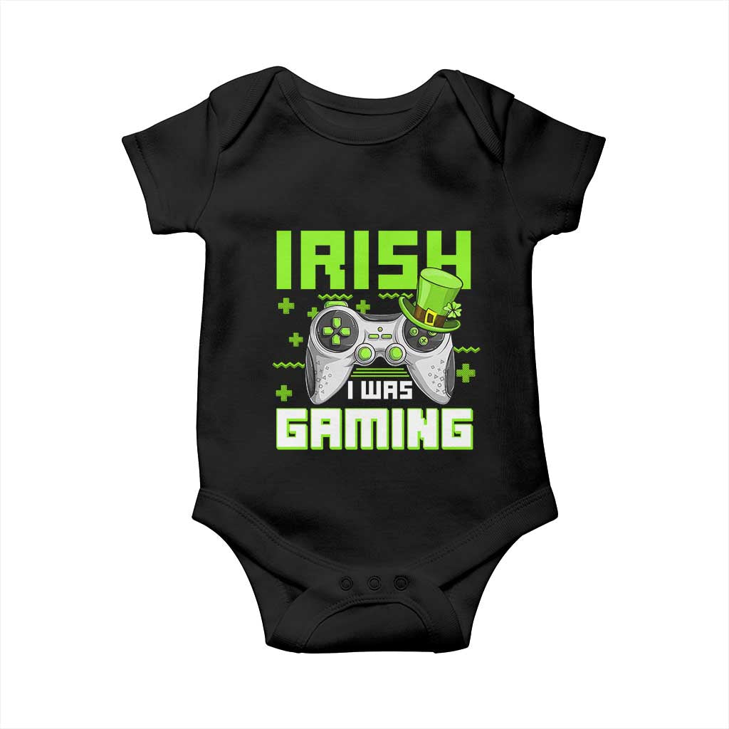 Funny Gamer St Patricks Day Baby Onesie Irish I Was Gaming Video Games Lovers TS10 Black Print Your Wear