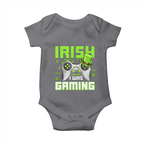 Funny Gamer St Patricks Day Baby Onesie Irish I Was Gaming Video Games Lovers TS10 Charcoal Print Your Wear