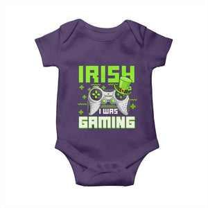 Funny Gamer St Patricks Day Baby Onesie Irish I Was Gaming Video Games Lovers TS10 Purple Print Your Wear