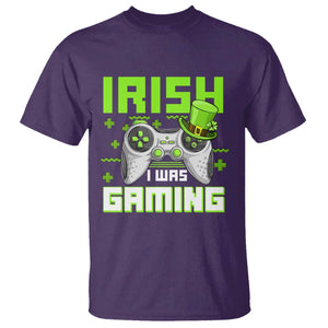 Funny Gamer St Patricks Day T Shirt Irish I Was Gaming Video Games Lovers TS10 Purple Print Your Wear