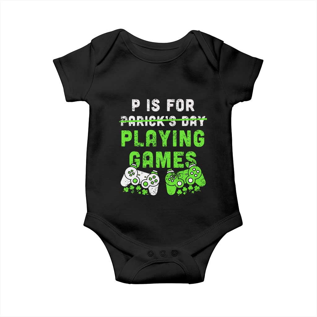 Video Game Controller Irish Gamer Boys St Patricks Day Baby Onesie TS10 Black Print Your Wear