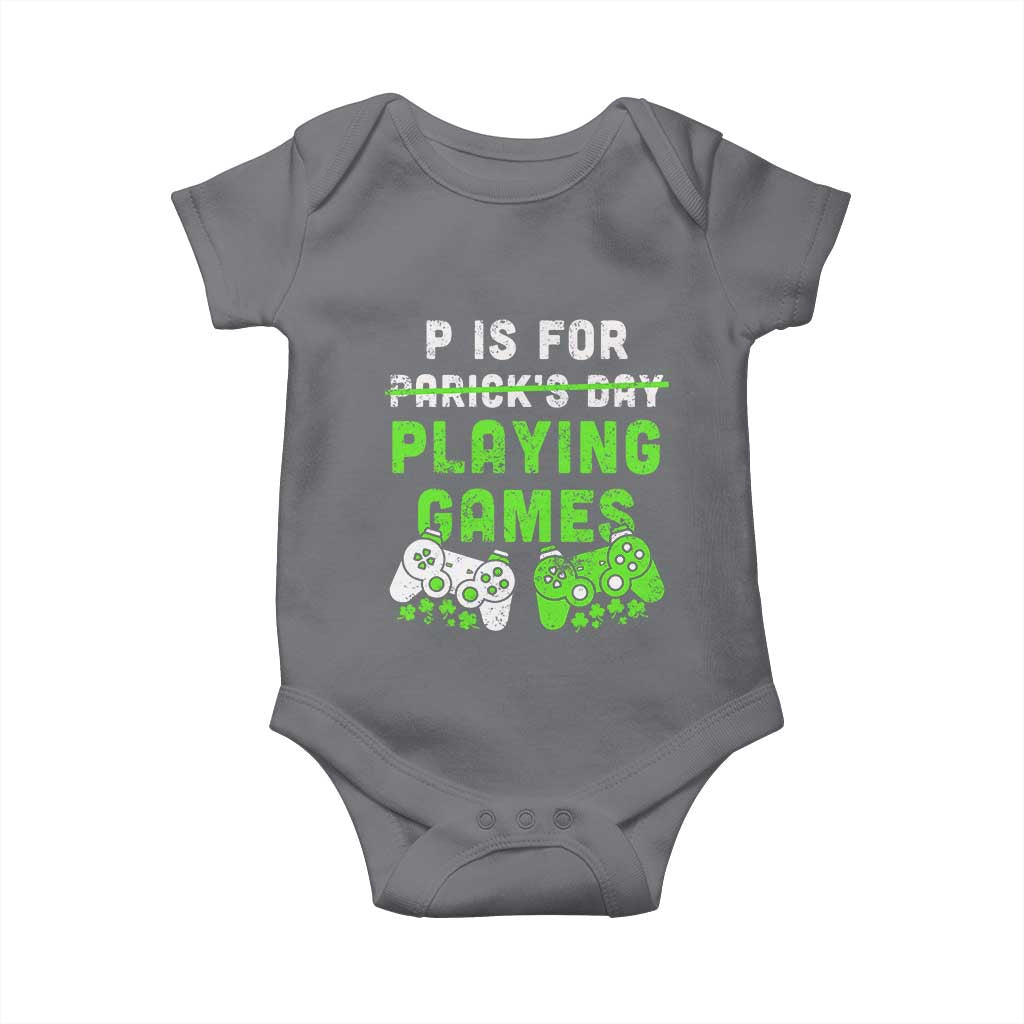 Video Game Controller Irish Gamer Boys St Patricks Day Baby Onesie TS10 Charcoal Print Your Wear