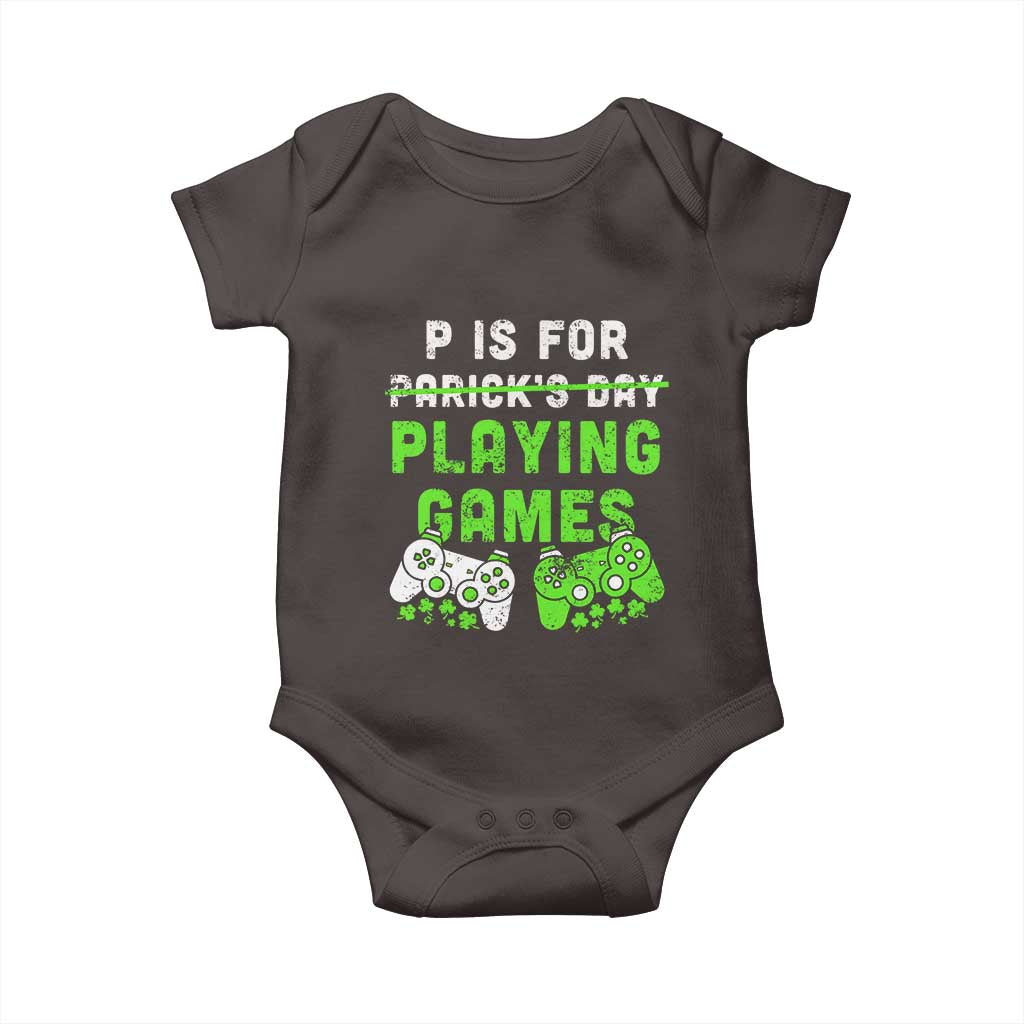 Video Game Controller Irish Gamer Boys St Patricks Day Baby Onesie TS10 Dark Chocolate Print Your Wear